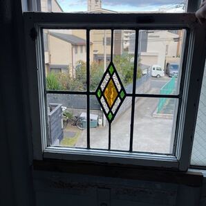 アンティークステンドグラス 7s-265 幾何学模様/菱形/横幅563mm 高さ510mm 1920年代英国製