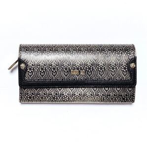 ANNA SUI ダニエラシリーズ フラップ長財布 シルバーブラック
