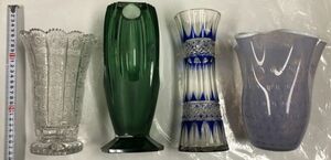 ガラス 花瓶 4点セット レトロ アンティーク