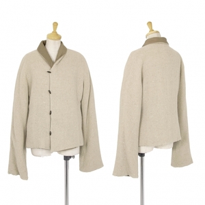  Jurgen Lehl JURGEN LEHL Anne gola wool nep shawl color cotton inside jacket beige M [ lady's ]