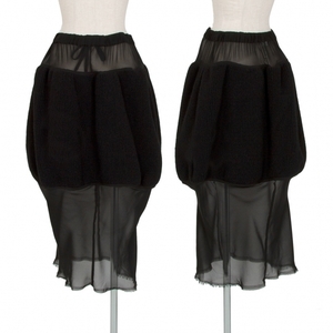  Comme des Garcons COMME des GARCONS volume knitted switch see-through skirt black S [ lady's ]