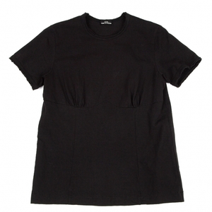 トリココムデギャルソンtricot COMME des GARCONS 製品洗い加工コットン切替デザインTシャツ 黒M位 【レディース】