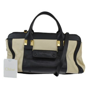 [Used] Chloe Chloe Alice Handbag Shoulder 2WAY Black Ivory Leather 62SC269 Ku, Chloe, Bag, Bag
