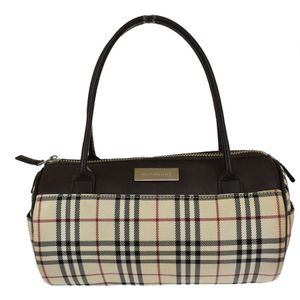 [Used] Burberry BURBERRY Handbag Cylindrical Nova Check Beige Brown Nylon Leather 36ML242, Burberry, Bag, bag, Handbag