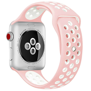 42MM/44MM, ピンク/ホワイト Apple Watch用 バンド シリコン製 スポーツ アップルウォッチ バンド Apple Watch Series 6/5/4/3/2/1に対応