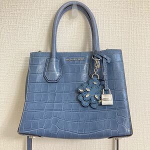 マイケルコース MICHAEL KORS 2wayショルダーバッグ ハンドバッグ クロコ調 ブルー 水色 青