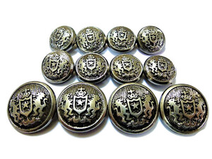 手芸 素材 縫製材料 ジャケット用 約20mm 4個 約15mm 8個 シルバ-色系xブラック色系 メタル ABS ボタン 12個入り jk076