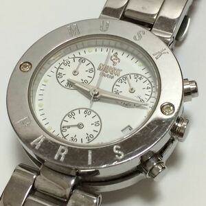 948-9999 MUSK ムスク MT-1043 レディース腕時計 クロノグラフ カレンダー 金属ベルト 電池切れ 動作未確認