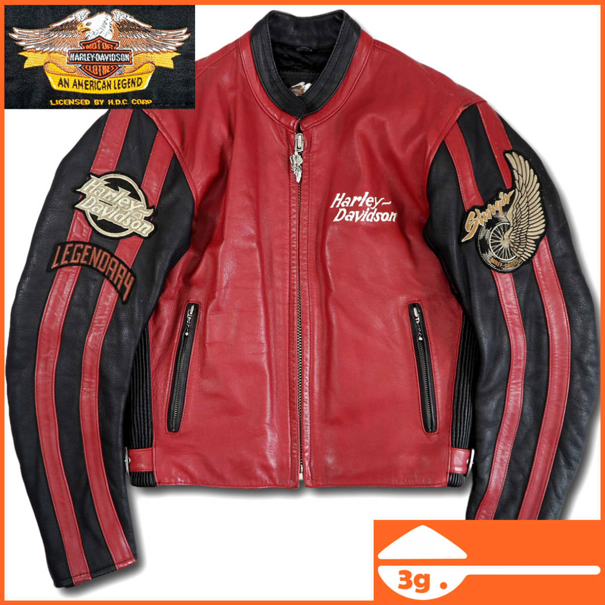 即決☆HARLEY DAVIDSON☆メンズL レザーライダースジャケット ハーレー