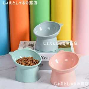  cat dog hood bowl pet animal for tableware feeding watering 3 point cat ear high capacity pink blue green 