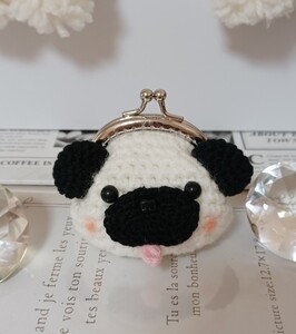 がま口 ポーチ ハンドメイド ワンちゃん 手編み あみぐるみ