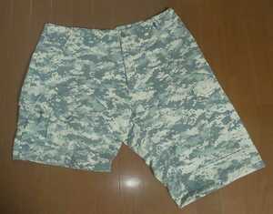 古着 迷彩 TROUSERS ARMY TYPE ハーフパンツ L 左右長さ違い 個性的 カモフラージュ デジカモ タイガー カーゴ ミリタリー ダメージ