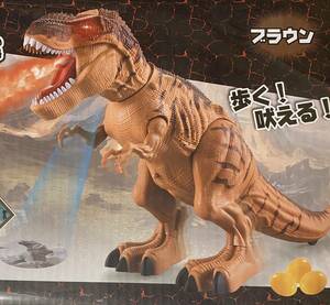 T-Rexのフィギュア　ウォーキングダイナソー　ブラウンカラーver. 電池式(別売) 発売元:オスト　アミューズメント専用景品