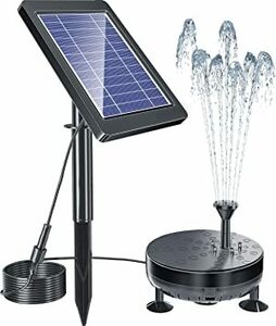 HE Biling ソーラー噴水ポンプ LEDライト付き ガーデン用噴水 ソーラーパネル 夜間点灯 太陽光充電 ウォーターポンプ
