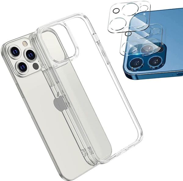 iPhone13ProMax カメラフィルム 2枚 + 6.7インチ クリアTPU カバー1枚セット レンズ 保護フィルム超薄 高透過率 自動吸着
