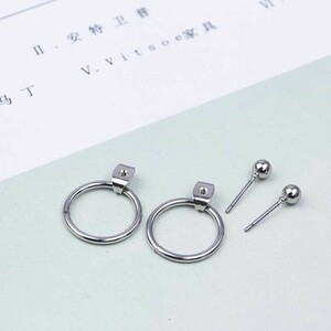  серьги простой серебряный Circle Корея metal раунд круг мода bohemi Anne Vintage драгоценнный камень симпатичный цвет . какой #C285-12