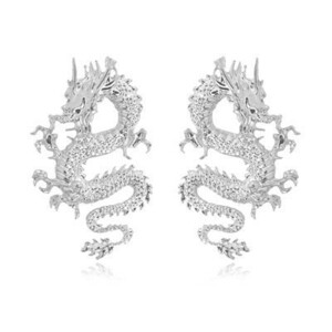  earrings silver Dragon . dragon . dragon tea ina China punk clip lady's men's jewelry silver #C881-7