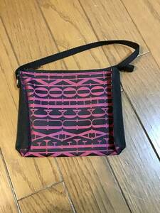 美品【FAUCHON/フォション】ミニポーチ★ブラック×ピンク★USED