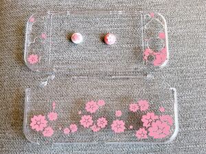 任天堂Switch Lite可愛い桜柄透明クリア フルカバー&スティックカバーセット ニンテンドースイッチライト分体式保護ケース