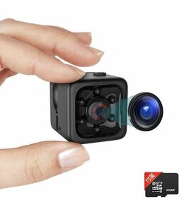 「32GBカード付」小型カメラ 防犯カメラ マイク内蔵 充電式 充電しながら撮影 屋内/屋外用 日本語取扱付き