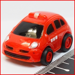 MINI Qプルバックカー【消防団ファイヤーチーフカー車種不明レッド赤】ミニQストラップ欠【中古・本体のみ】送料込