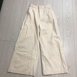ニコアンドniko andコーデュロイ秋冬物ガウチョパンツ ワイドパンツ 着丈95ウエスト平置き31ゴム股下60サイズ3ゆったり
