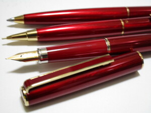 Тяжелый моряк 14K Mentay Pennon Ball Pen Sil Cencil 3 очка, установленные Ruby Red Dead Stock