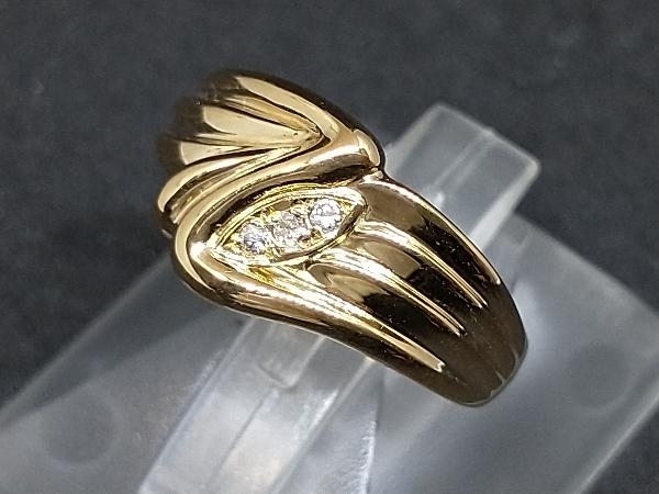 ゴールドリング 17号 K18 3.8g ダイヤモンド装飾 金指輪 www.tibialife ...