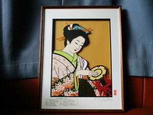  engraver three generation lotus warehouse mountain river . snow frame cut .. title unknown small hand drum *..* Mai .* geisha 