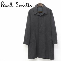 ◆Paul Smith LONDON/ポールスミス ロンドン カシミヤ混 ウール ステンカラー コート チャコールグレー M_画像1