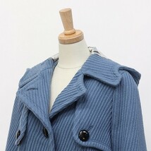 ◆BURBERRY BLUE LABEL/バーバリー ブルーレーベル 裏地チェック柄 ウール フーデッド ハーフ コート 水色 38_画像4