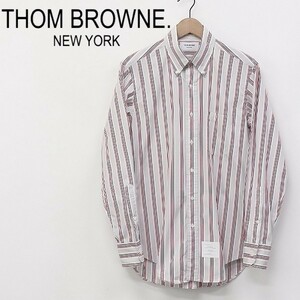 ◆THOM BROWNE/トムブラウン マルチストライプ柄 コットン 長袖 シャツ 2