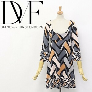 ◆DIANE von FURSTENBERG/ダイアンフォン ファステンバーグ LAETITIA 総柄 シルクジャージー 七分袖 ワンピース 4