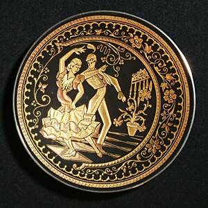金象嵌　飾り皿/8cm/スペイン/トレド/ダマスキナード/Damasquinado/フラメンコ