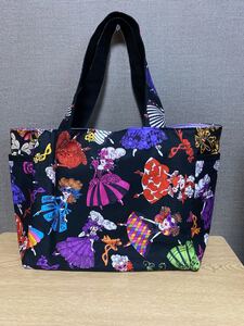 ハンドメイド ロラライハリス マスカレードレディ サイドポケット付きトートバッグ
