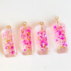 No.39 ハンドメイドパーツ レジンパーツ ピンク シェル イヤリング ピアス シンプル