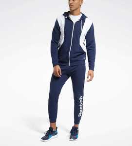 新品 定価12100 Reebok スウェット ジップ パーカー セットアップ O XL 紺 白 ネイビー ホワイト クラシック パンツ リーボック