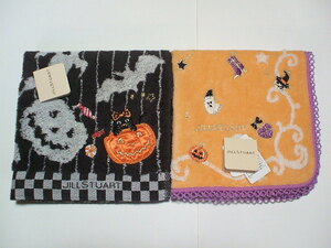 新品☆JILLSTUART☆ジルスチュアート☆ハロウィン☆猫・カボチャ刺繍タオルハンカチ２枚セット