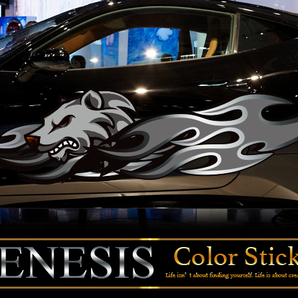 車 ステッカー 大きい かっこいい 和柄 ウルフ 狼 サイド デカール バイナルグラフィック ワイルドスピード系 カスタム 34