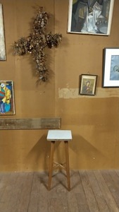 ビンテージ サイドテーブル 花台 飾り棚 木製 スクエアー 四角/アンティーク ヴィンテージ レトロ スツール