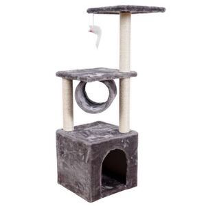 キャットタワー ランド猫ハウス ミニ 小さめ 低め 省スペース 魚おもちゃ付き