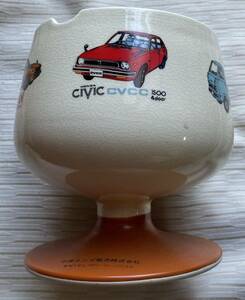 HONDA stand type ash tray ashtray Civic CVCC.TN-V light truck. Dux . tea li ceramics made dealer souvenir 48 year front rank rare goods ** unused goods 