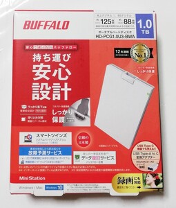 ポータブルHDD 1TB バッファロー HD-PCG1.0U3-BWA USB3.1(Gen1) /3.0/2.0
