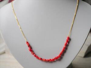  red ..SV necklace natural less processing coral 57cm