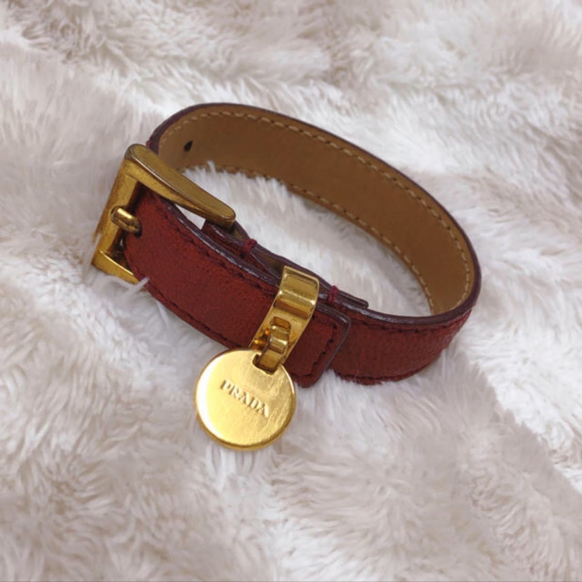 美品 PRADA プラダ ナット ボルトモチーフ ブレスレット ゴールド