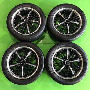 NA301 中古 CLUB LINEA クラブ リネア L-368 ホイール 18×7J +52 PCD 114.3 タイヤ 225/50R18 4本 セット