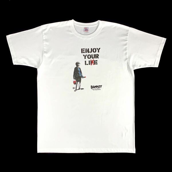 新品 BANKSY バンクシー ENJOY YOUR LIFE X ペンキ ペイント 少年 ビッグ オーバー サイズ Tシャツ 5XLサイズ グラフィティアート 男女兼用