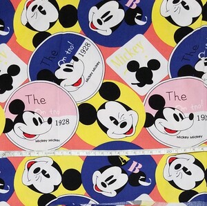 【M01】 ミッキー ディズニー 生地 キャラクター レア レトロ はぎれ