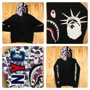 ★激レア★ NYC 10周年記念 シャーク パーカー Mサイズ shark full zip hoodie a bathing ape bape New york city camo エイプ ベイプ NY