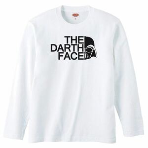 【送料無料】【新品】THE DARTH FACE ダースフェイス 長袖 ロング Tシャツ ロンT パロディ おもしろ プレゼント メンズ 白 Sサイズ